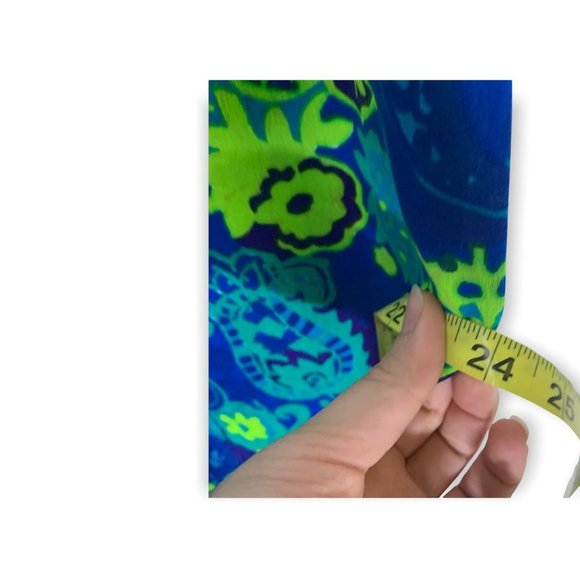 Vintage Handmade 60s Psychedelic Print Full Length High Neck Dress Large - Picture 9 of 11